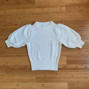 puff sleeve white sweater